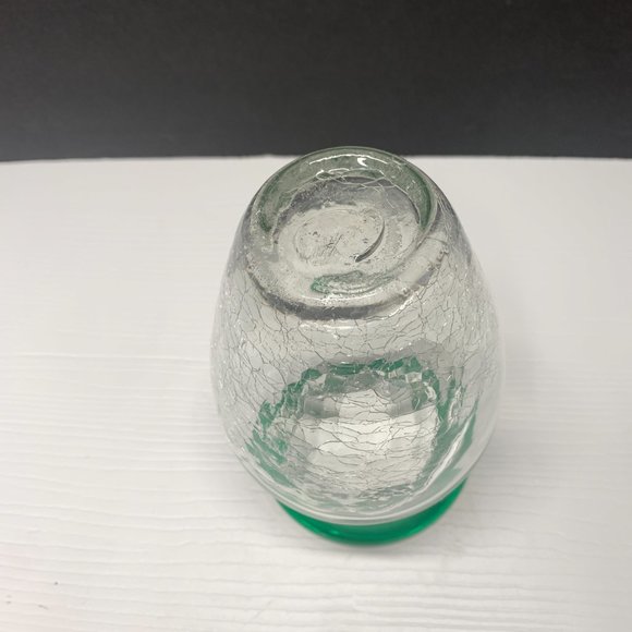 The Unbranded Hand Blown Crackled Green Glass Vase - Picture 4 of 5